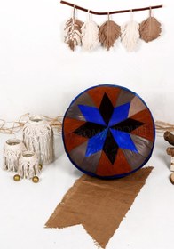 Resim Ottoman Pouffe İskandinav El Yapımı Hakiki Kuzu Derisi Bohem Bahçe Balkon Bungalov Puf Minder 60x30cm(DOLGUSUZ) 