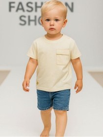 Resim Çikoby Erkek Bebek Basic Cep Detaylı Tshirt-15856 Krem 