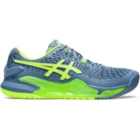 Resim Asics Gel Resolution 9 Mavi Yeşil Erkek Tenis Ayakkabısı 