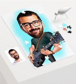 Resim Kişiye Özel Bay Gitarist Karikatür 240 Parça A3 Puzzle - 1 