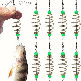 Resim Yay Boncuklu ve Yeşil Boncuklu 5/10 Adet Balıkçılık Yem Kancaları - Karışık Renkli Tatlısu Levrek Alabalık Sazan Balıkçılık Ekipmanı, Aktif Yüzme Yemleri için Dayanıklı Çok Boyutlu Metal Çeşit 