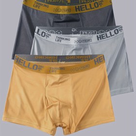 Resim 3'lü 'Merhaba' Baskılı Erkek Boxer Külot - Nefes Alabilir & Rahat, Yüksek Esneklikte Hızlı Kuruyan Spor Şortları, Elastik Bel Bandı & Manşetli, Polyester/Spandex Karışımı 