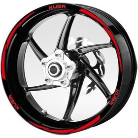 Resim Kırmızı Kuba Yazılı 3 Parçalı Reflektif Kırmızı Jant Şeridi 