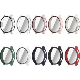 Resim Samsun Galaxy Uyumlu Watch 7 İçin 44mm Pc Temperli Film Entegre Saat Koruyucu Kılıf Yeşil 