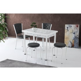 Resim Erezogulları Mobilya Smart Mutfak Masa 2 Sandalye 2 Tabure Set 60x90cm 
