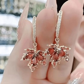 Resim Zarif Boho Akçaağaç Yaprağı Sallantılı Küpeler - Parıldayan Alaşım, Günlük Kıyafetler & Hediye İçin Mükemmel, Bohem Tarzı, Zarif Tasarım 
