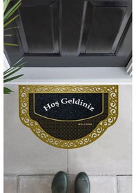 Resim Dekoratif Dış Kapı Yıkanabilir Toz Alıcı Halı Kapı Önü Paspası Hoş Geldiniz Yazılır Altın 