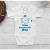 Resim Elis Bebe Ilk Dişe Selam Yaramazlığa Devam Zıbın Mavi 