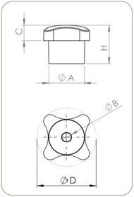 Resim Yıldız Başlı Ayar Topuzu Alüminyum (Star Knob) Reamed (M12) 