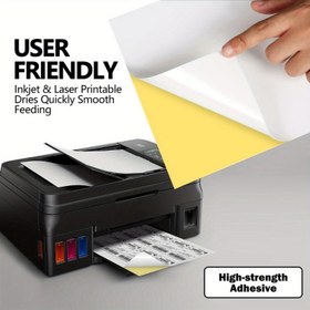 Resim 50 Sayfa A4 Kendinden Yapışkanlı Etiket Etiketleri - Mat ve Parlak Bitiş, Mürekkep Baskı Yazıcısı Uyumlu, Hızlı ve Pürüzsüz Besleme, Ofis, Okul, Ev Kullanımı İçin Yüksek Güçlü Yapıştırıcı, Etiket Etiketleri, Ofis Malzemeleri, Okul Malzemeleri, Dayanıklı Yapıştırıcı 