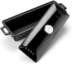 Resim Lava Döküm Ekmek Kabı/Terrine, 11x29 cm, Siyah 