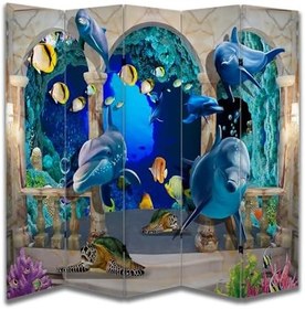 Resim Deniz Tasarımlı Özel Tasarım Paravan Room Divider 180 x 200 cm 