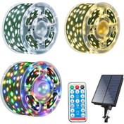 Resim 1 Adet 33.53 Metre 300 LED Güneş Enerjili PVC Yumuşak Telli Işıklar, IPX4 Noel Ağacı Aydınlatması, 8 Modlu Uzaktan Kumandalı Zamanlayıcı, Bahçe ve Ev Dekorasyonu için Çok Renkli Peri Işıkları (Çok Renkli) 