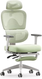 Resim Ergonomik Ofis Koltuğu, 3D Kolçak, Ayak & Baş Desteği, 3 Kademeli Bel Omuru Koruması - Yeşil 