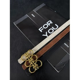 Resim Fiori 3'lü Birleşik Yuvarlak Tokalı Kadın Kemeri, Pantolon Kemeri, Ceket Kemeri, Elbise Kemeri 