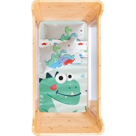 Resim Dinotopia Çift Taraflı Pamuk Saten Çok Renkli Bebek Nevresim Seti 100x150cm 