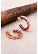 Resim Rose Gümüş 19 Mm Mix Taşlı Halka Küpe 5038 