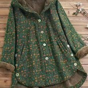 Resim Kadınların Zarif Çiçek Desenli Kapüşonlu Ceketi - Orta Uzunlukta A-Şekilli Mont, Tek Düğme Kapatma, Uzun Kollu ve Yan Yırtma, Sonbahar/Kış İçin Esnek Olmayan Kumaş, Günlükten Resmiye Kıyafet, Kış Montları, Mevsimlik Moda, Vintage Tarz, Dayanıklı Yapı, Şık Dış Giyim, Moda Severler, Sonbahar Dış Giyim, Yüksek Kaliteli Dikiş, Moda Bilinci Olan Kadınlar, Kadınlar İçin Kış Montu, Kadınlar İçin Mont, Kadınlar İçin Ceket, Kadınlar İçin Şık Ceket, Kadınlar İçin Puffer Ceket 