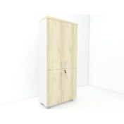 Resim Modüler Dünyası 4 Kapaklı Kitaplık Dosya Dolabı - 80X38X188 (326585076) Beyaz - Meşe 