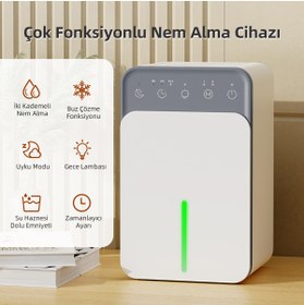 Resim tekoo Kompakt Nem Alma Cihazı Sessiz RGB Işık - 0.35L/Gün 1.5L Hazneli - Çok Amaçlı - Beyaz 