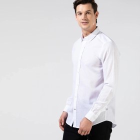 Resim Nautica Erkek Beyaz Slim Fit Uzun Kollu Keten Gömlek W35000T.1BW 