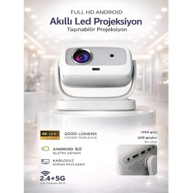 Resim APR01 4K UHD Akıllı Taşınabilir LED Projeksiyon Cihazı Full Hd 2.4+5g Wi-Fi Ev Sineması Projeksiyonu 