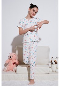 Resim Lela % 100 Pamuk Bisiklet Yaka Kısa Kollu Kız Çocuk Pijama Takımı 6651002 Şeker Pembe 