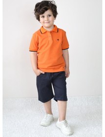 Resim Pike Tişört/gab Şortlu Takım 2-9 Yaş Oranj - Lacivert 