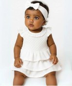 Resim Kız Bebek Kat Kat Bandanalı Elbise-15924 Beyaz 