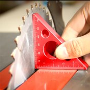 Resim Ahşap İşleri için Çift Ölçekli Alüminyum Alaşımlı Üçgen Cetvel - Kırmızı, Metrik & İmperial Ölçüler, 45° & 90° Açılar, Hassas İşaretlemeler 