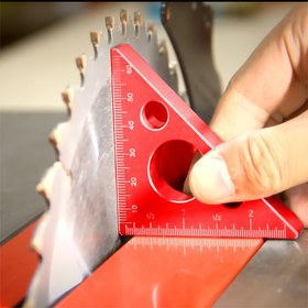 Resim Ahşap İşleri için Çift Ölçekli Alüminyum Alaşımlı Üçgen Cetvel - Kırmızı, Metrik & İmperial Ölçüler, 45° & 90° Açılar, Hassas İşaretlemeler 