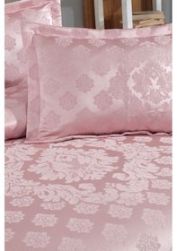 Resim Damasko Pano Şönil Çift Kişilik Yatak Örtüsü Pudra 