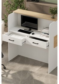 Resim Resepsiyon Masası Ofis Masası Karşılama Masası Karşılama Bankosu Safir Meşe Beyaz Safir Meşe - Beyaz 
