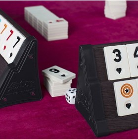 Resim Alpsan Lotus Star Okey Vip Ahşap Okey Takımı Rummy Set Koyu Kahve 