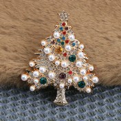Resim 1pc Şık Tasarım Kristal Noel Ağacı Broş - Lüks Emaye Pin Festive Kıyafetler için, Mükemmel Hediye Fikri 