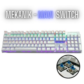 Resim SPRANGE Rgb Oyuncu Klavyesi Mekanik, Türkçe Q, Blue Switch, Beyaz, Kablolu 