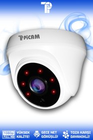 Resim PICAM 1 Dome Kamera Dome Iç Mekan Full Hd Gece Görüşlü Irled Kameralı Ahd Güvenlik Kamerası 