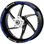 Resim Deeb Motosiklet Jant Şeridi Universal Racing Mavi Beyaz Model X N11.34799 
