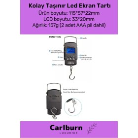 Resim Carlburn Deluxe LCD Ekran Seyahat Bavul Ağırlık Tartı Dijital Çok Amaçlı Taşınabilir Bagaj Tartısı Max 30 kg 
