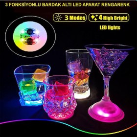 Resim Işıklı Yapışkanlı Bardak Altı Aparatı Ledli 3 Modlu 6 Cm Çap 1 Adet - Sptl-874093 