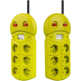 Resim harry 6'LI 1.5 METRE KABLOLU LED IŞIKLI AKIM GÖSTERGELİ AKIM KORUMA ÇOCUK VE YANGIN KORUMA 2 ANAHTARLI 