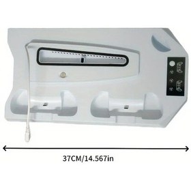 Resim Wangxi Ps5 Standı Ve Kontrolör Şarj İstasyonu Soğutma Fanı Kulaklık Standı 3 Usb Hub Medya Yuvası Beyaz 