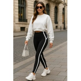 Resim Runiquehome Kadın Yan Çift Şerit Detaylı Toparlayıcı Egzersiz Dalgıç Tayt 