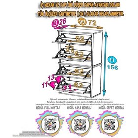 Resim Eliusta Berrak Antrasit 8 Bölmeli Ayakkabılık 72 Cm Genişlikte Duvara Monte 72x156x26 Cm Ayakkabılık Antrasit 