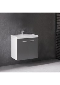 Resim Denko Terra 65 Cm Mdf Antrasit Gri Banyo Dolabı Takımı Antrasit - Gri 