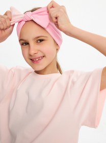 Resim Babygiz Kız Pamuklu Penye, Kaymaz, Terletmez, Ultra Hafif Esnek Fiyonk Bağlamalı Saç Bandı Bandana 