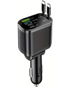 Resim Xuweiwei Black 5 İn 1 Süper Hızlı Araba Şarj Cihazı Geri Çekilebilir Kablolu Hızlı Şarj Voltaj Ekranlı 