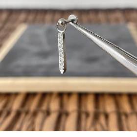 Resim %100 Cerrahi Çelik Sütun Zirkon Çelik 8 X 1.2 MM Labret Piercing Gümüş 