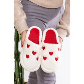 Resim Slipcat Kadın Peluş Kalpli Ev Terliği Peluş Ev Terliği Misafir Terliği Bohça Terliği 