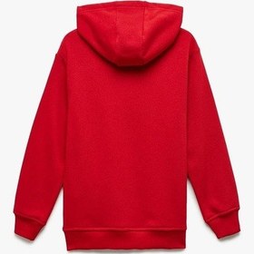 Resim Koton Erkek Çocuk Oversize Şardonlu Uzun Kollu Basic Kapşonlu Sweatshirt KIrmızı 